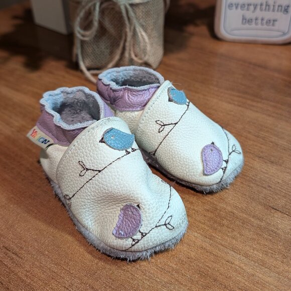 YALION Baby Soft Leather Suede Sole Infant Crib Moccasins 0-6 months - Picture 1 of 6